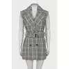 Double-breasted check vest