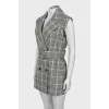 Double-breasted check vest