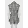 Double-breasted check vest