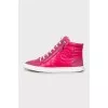 Pink sneakers with embroidered logo