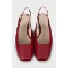 Red slingbacks with tag