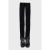 Black over the knee boots with knitted upper