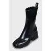 Square Toe Rubber Ankle Boots