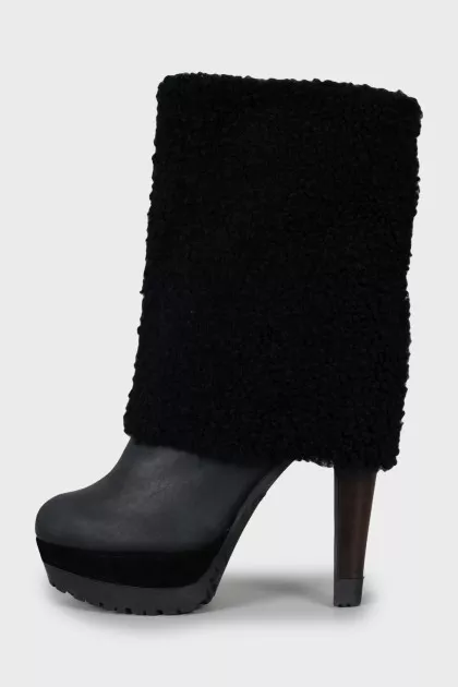 Insulated high heel ankle boots