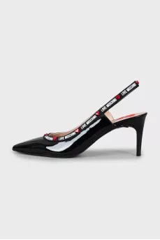 Patent leather slingbacks with stiletto heels