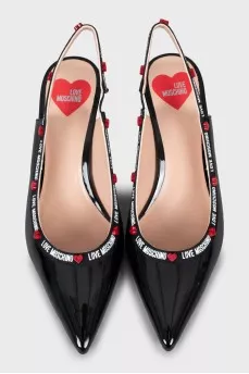 Patent leather slingbacks with stiletto heels