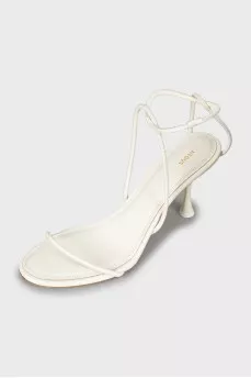 White heeled sandals