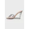 Clear heeled sandals with logo