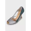 Leather and textile stiletto heels