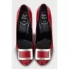 Patent leather shoes with buckle