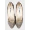 Suede shoes with wooden heels