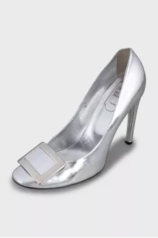 Silver leather shoes