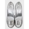 Silver leather shoes