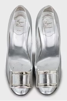 Silver leather shoes