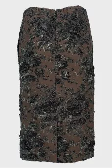 Straight brown midi skirt