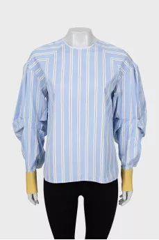 Striped blouse with puff sleeves