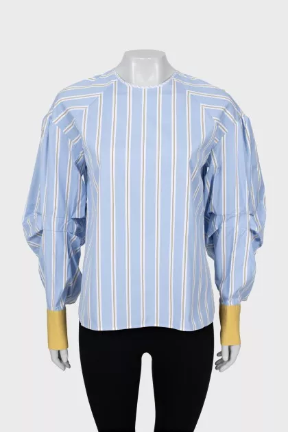 Striped blouse with puff sleeves