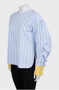 Striped blouse with puff sleeves