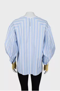 Striped blouse with puff sleeves
