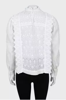 White blouse with embroidery and tag