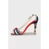 Mixed color suede sandals