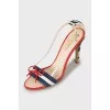 Mixed color suede sandals