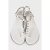 Leather sandals with silver decor
