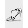Silver high heel sandals
