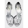 Silver high heel sandals