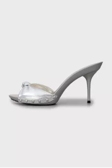 Silver stiletto heeled sandals