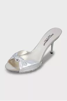 Silver stiletto heeled sandals