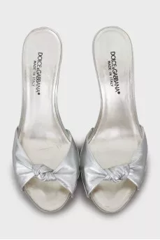 Silver stiletto heeled sandals