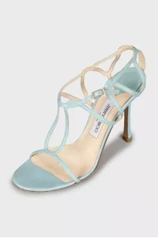 Blue high heel sandals