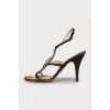 Textile heeled sandals with decor