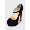 Suede high heel shoes