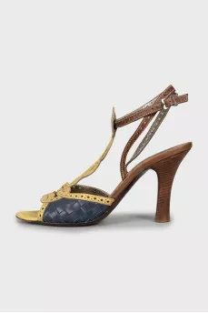 Perforated wooden heel sandals