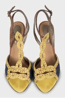 Perforated wooden heel sandals