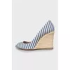 Striped high wedge sandals