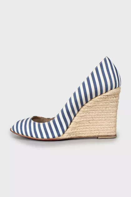 Striped high wedge sandals