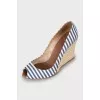 Striped high wedge sandals