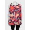 Printed blouse with tie and tag