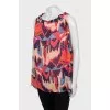 Printed blouse with tie and tag