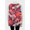 Printed blouse with tie and tag