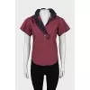 Checkered Short Sleeve Blouse with Tag