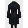 Buttoned raincoat with puff sleeves