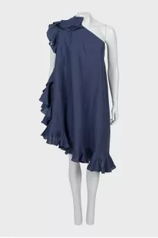 Asymmetrical linen dress with tag