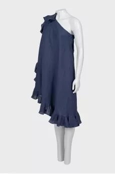 Asymmetrical linen dress with tag