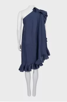Asymmetrical linen dress with tag