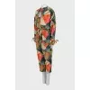 Printed jumpsuit with buttons and tag