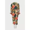 Printed jumpsuit with buttons and tag